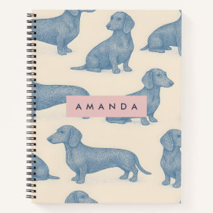 Personalized Charming Elegant Dachshund Pattern Notebook