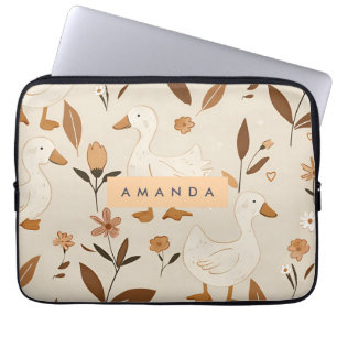 Personalized Charming Farmhouse Ducks Pattern Laptop Sleeve