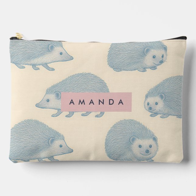 Personalized Charming Hedgehog Pattern Accessory Pouch (Front)