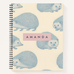 Personalized Charming Hedgehog Pattern Notebook