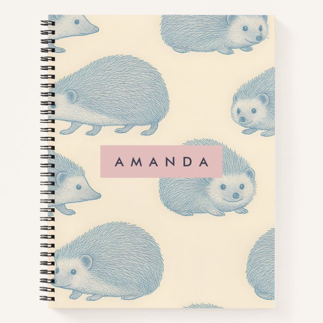 Personalized Charming Hedgehog Pattern Notebook (Front)