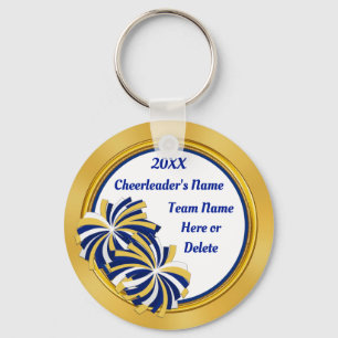 Personalized Cheap Cheerleader Gifts, Blue, Gold Key Ring
