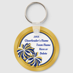 Personalized Cheap Cheerleader Gifts, Blue, Gold Key Ring