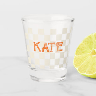 Personalized checkerboard party birthday gift shot glass