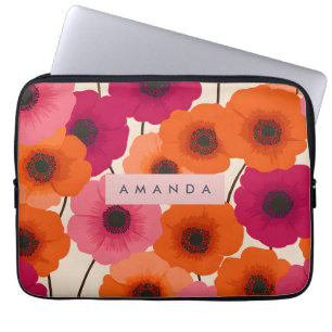 Personalized Cheerful Orange Pink Flower Laptop Sleeve