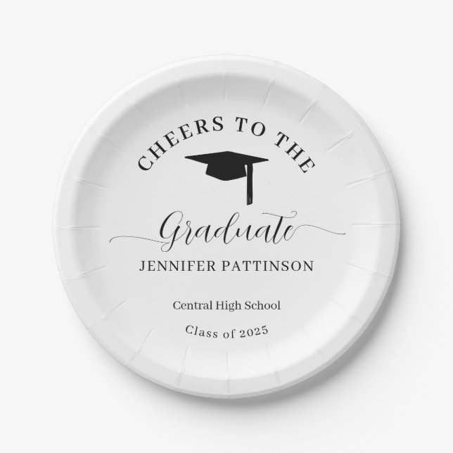 Personalized Cheers Graduate Graduation Paper Plate (Front)