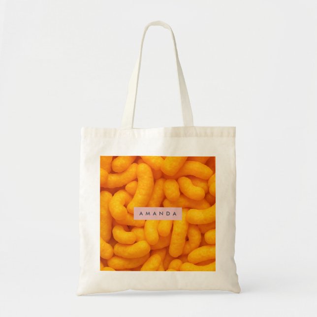 Personalized Cheesy Puff Snack Pattern Tote Bag (Front)
