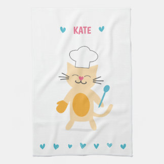 Personalized Chef Cat Kitchen Towel