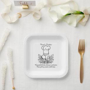 Personalized chef grandma floral mother's day paper plate