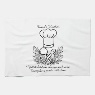 Personalized chef grandma floral mother's day tea towel
