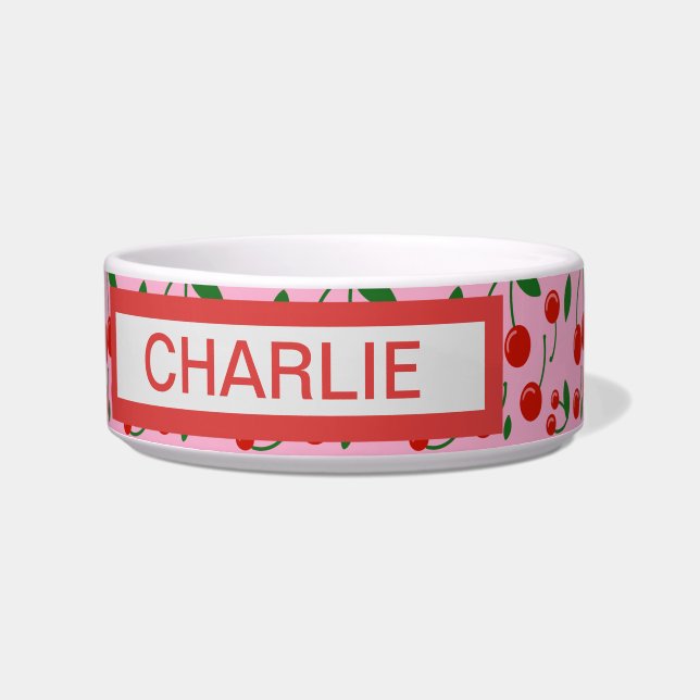 personalized Cherries Dog Bowl (Front)