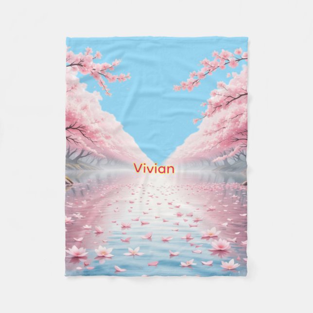 Personalized Cherry Blossom Canal Blanket (Front)
