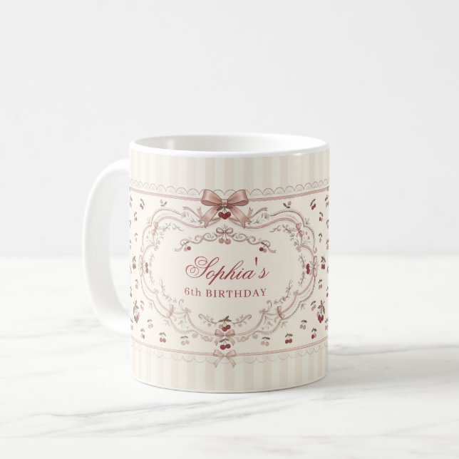Personalized Cherry Bow Mug (Front Left)