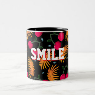 Personalized cherry floral pattern gift  Two-Tone coffee mug