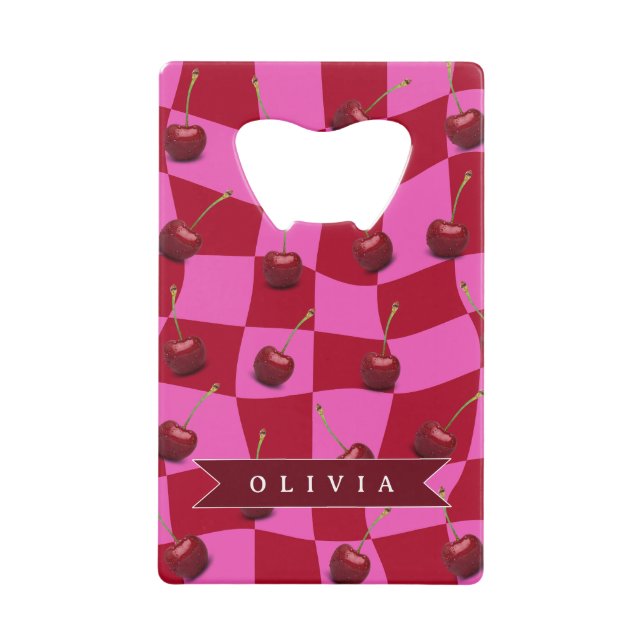 Personalized Cherry Gingham Retro Custom Name (Front)
