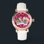 Personalized Cherry Gingham Retro Custom Name Watch<br><div class="desc">Cherries are something that will always make you happy. They have a classic, fun, nostalgic, and romantic air that is always charming. This cherry gingham collection was made for folks who like color, personality, and little things that make daily things feel special. The design has a delicate, wavy gingham base...</div>