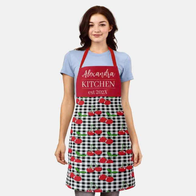 Personalized Cherry Kitchen Apron (Worn)