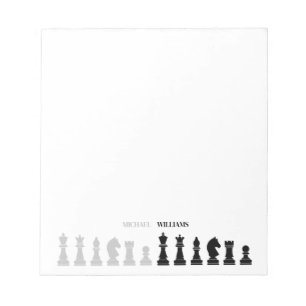 Personalized Chess Piece Black White  Notepad