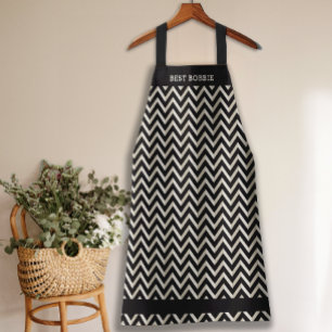 Personalized Chevron Black & White Apron