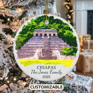 Personalized Chiapas Ornament, Mexico Ceramic Ornament