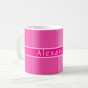 Personalized Chic Hot Pink Striped Coffee Mug