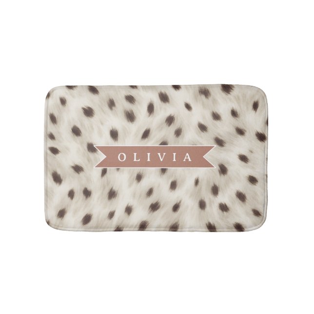 Personalized Chic Neutral Leopard Animal Print Bath Mat (Front)