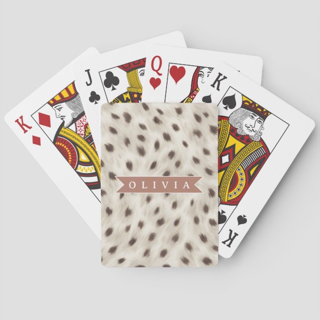 Personalized Chic Neutral Leopard Animal Print Playing Cards (Back)