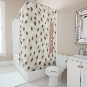Personalized Chic Neutral Leopard Animal Print Shower Curtain