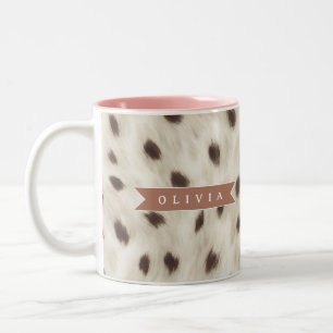 Personalized Chic Neutral Leopard Animal Print Two-Tone Coffee Mug