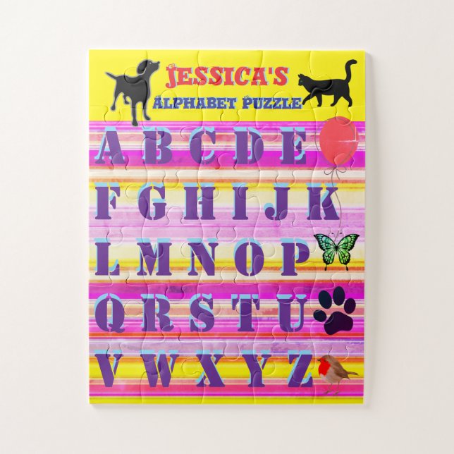 Personalized Children's Alphabet Jigsaw Puzzle (Vertical)