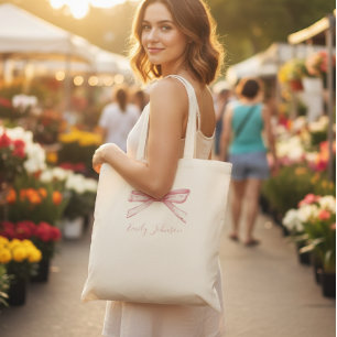 Personalized children's tote bag with bow