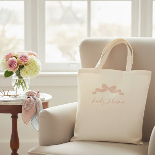 Personalized children's tote bag with bow for kids