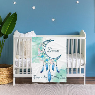 Personalized child's dreamcatcher baby fleece blanket