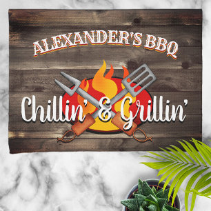 Personalized Chillin' and Grillin' BBQ Tea Towel