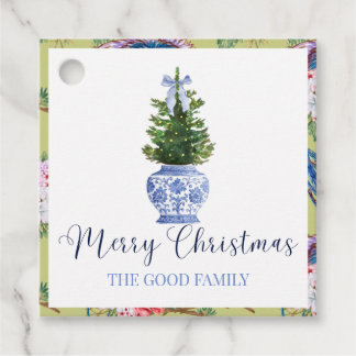 Personalized Chinoiserie Tree Christmas Gift Tags