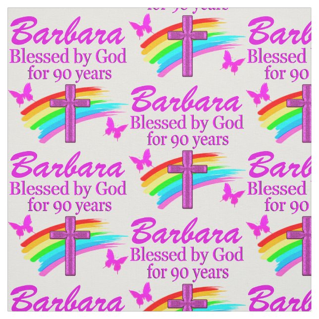 PERSONALIZED CHRISTIAN 90TH BIRTHDAY FABRIC (Swatch)