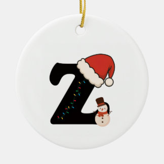 Personalized Christmas Alphabet Letter Z Ceramic Ornament