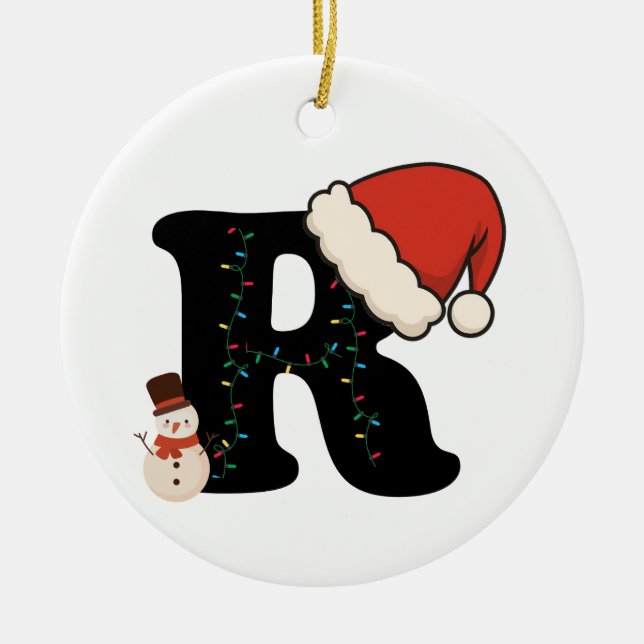 Personalized Christmas Alphabet R Ceramic Ornament (Front)