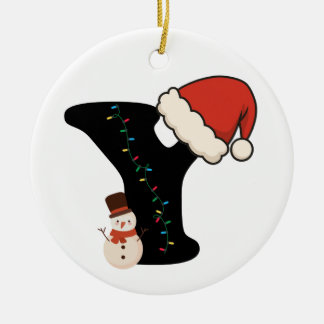 Personalized Christmas Alphabet Y Ceramic Ornament