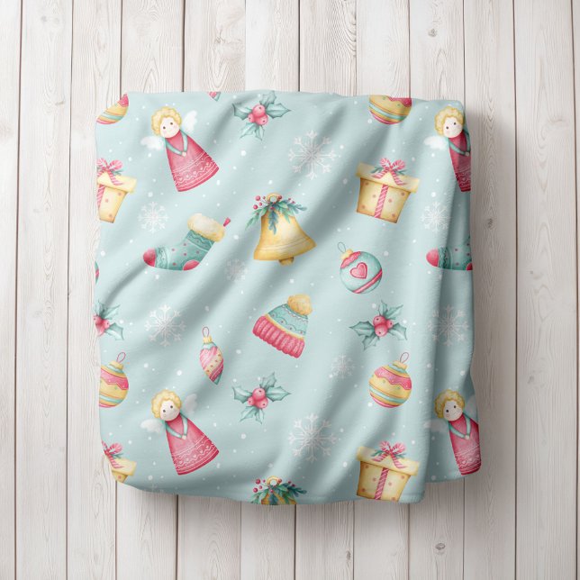 Personalized Christmas Angels Fleece Blanket (Creator Uploaded)
