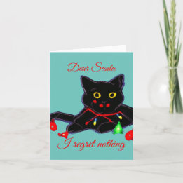 Personalized Christmas Angry Festive Black Cat  Holiday Card