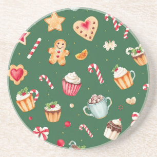 Personalized Christmas Baking Pattern Coaster