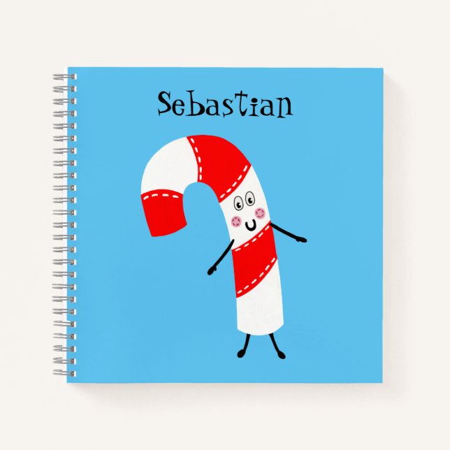 Personalized Christmas Candy Cane Notebook (Front)