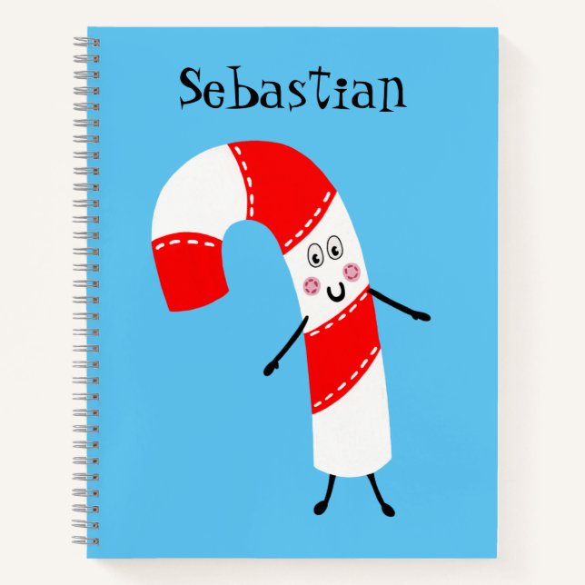 Personalized Christmas Candy Cane Notebook (Front)