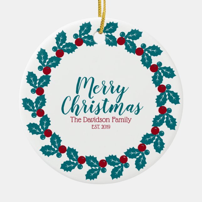 Personalized Christmas Ceramic Ornament (Front)