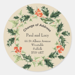 Personalized Christmas Change of Address Classic Round Sticker