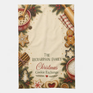 Personalized Christmas Cookie Exchange Kitchen Tow Tea Towel