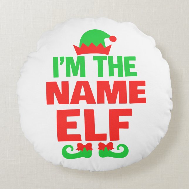 Personalized Christmas Elf Round Cushion (Front)