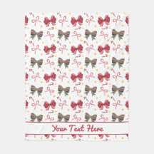 Personalized Christmas Fleece Blanket With Bows