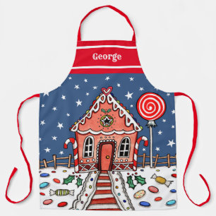 Personalized Christmas Gingerbread House Apron
